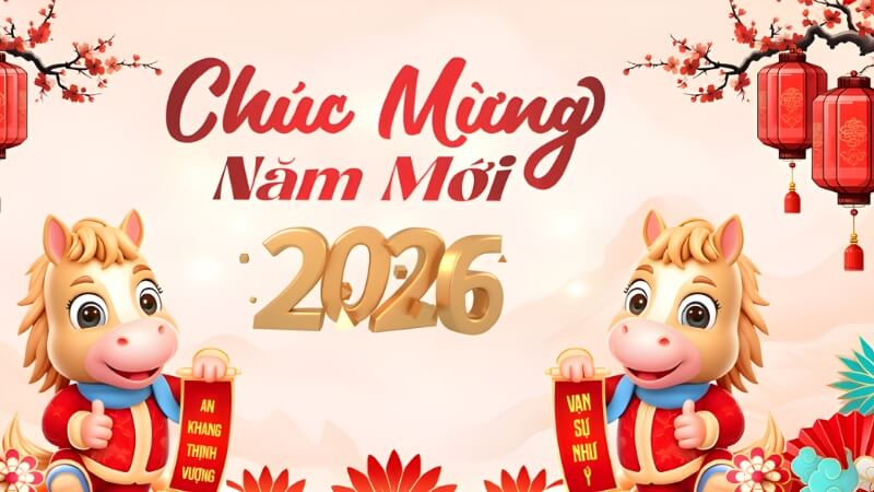 Hình linh vật năm 2026 được vẽ theo kiểu chibi đáng yêu.