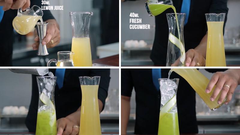 Cách pha Mocktail Cool Fruit Cucumber