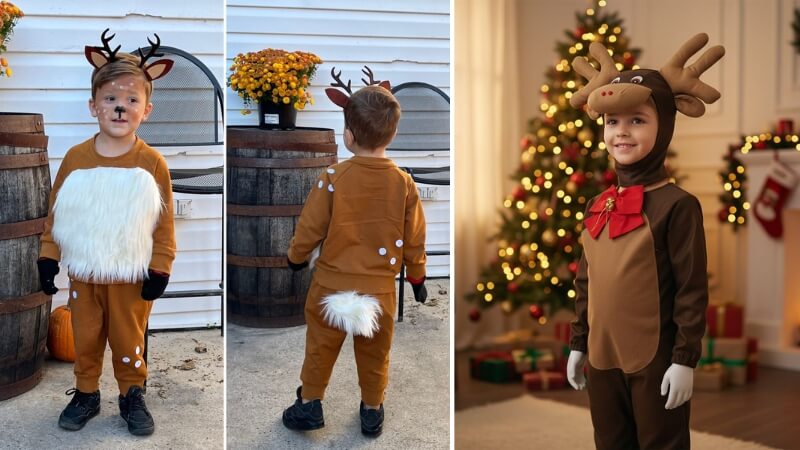 Bé hoá trang thành chú tuần lộc trong đêm giáng sinh Bé hoá trang thành chú tuần lộc trong đêm giáng sinh