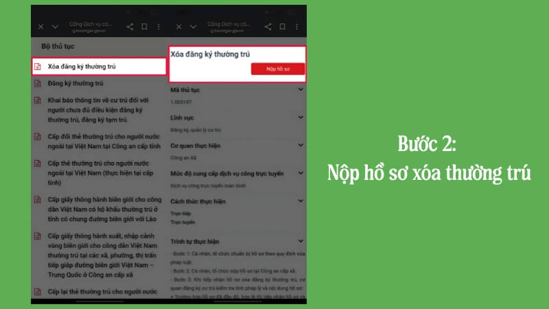 Bước 2: Nộp hồ sơ xóa thường trú Bước 2: Nộp hồ sơ xóa thường trú