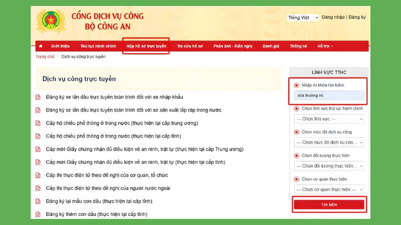 Nộp hồ sơ trực tuyến Nộp hồ sơ trực tuyến