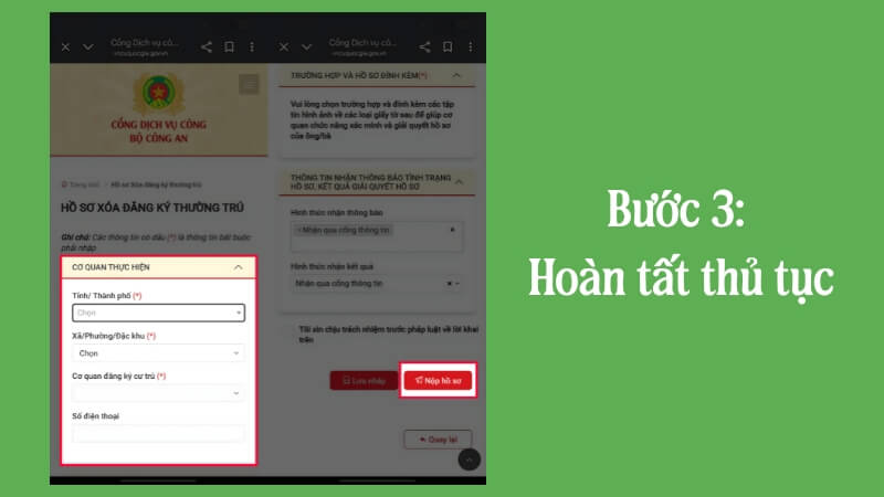 Bước 3: Hoàn tất thủ tục Bước 3: Hoàn tất thủ tục