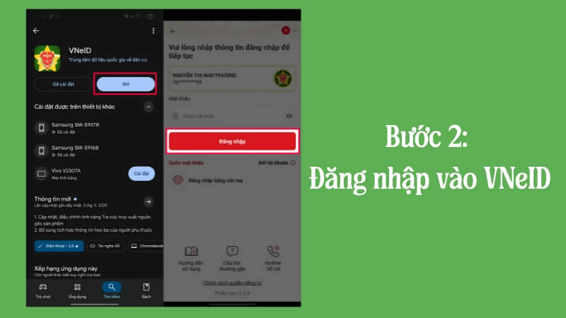 Bước 2: Đăng nhập vào VNeID Bước 2: Đăng nhập vào VNeID