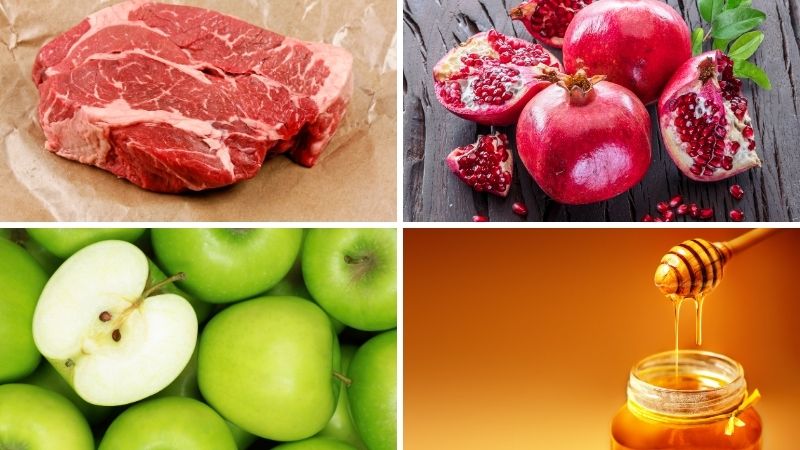 Nguyên liệu làm món salad lựu bò áp chảo