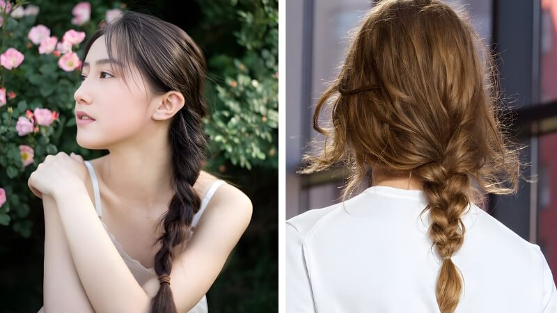 Tóc tết thấp tự nhiên Tóc tết thấp tự nhiên