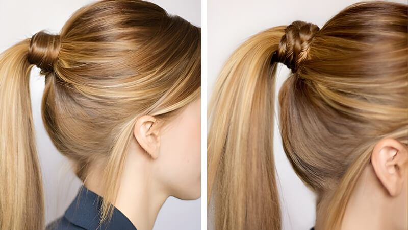 Tóc đuôi ngựa cuốn quanh dây Tóc đuôi ngựa cuốn quanh dây