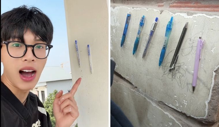 Trend 'Dí bút dính tường' TikTok: Ma thuật hay Vật lý? Cách làm thành công 100%