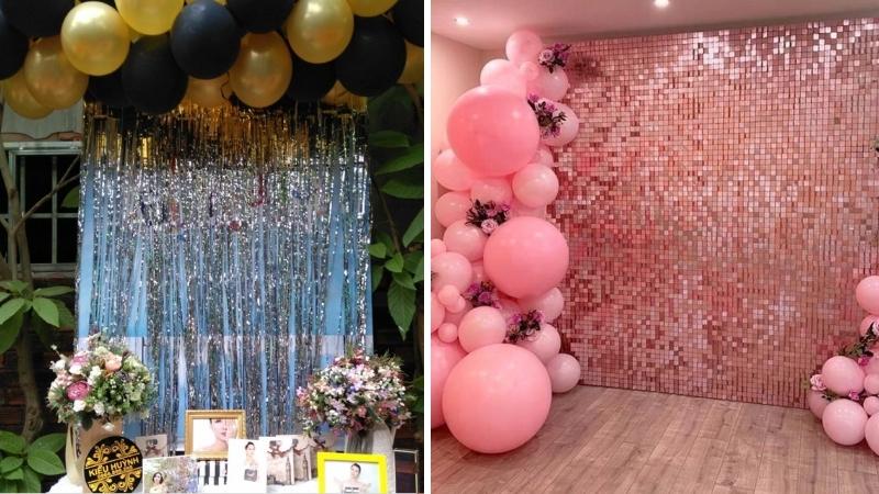 Mẫu backdrop rèm kim tuyến Mẫu backdrop rèm kim tuyến