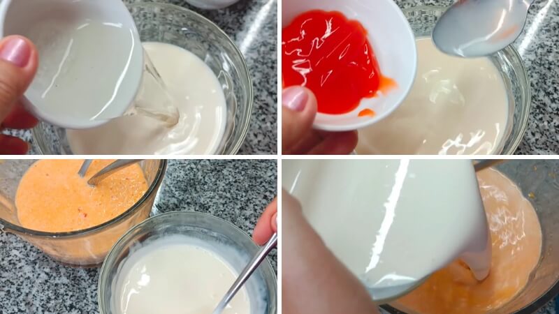 Bước 2: Pha trộn hỗn hợp sữa với gia vị Bước 2: Pha trộn hỗn hợp sữa với gia vị