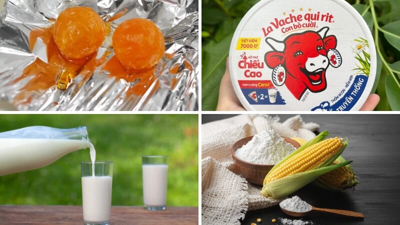 Nguyên liệu làm sốt trứng muối cho bánh bông lan Nguyên liệu làm sốt trứng muối cho bánh bông lan