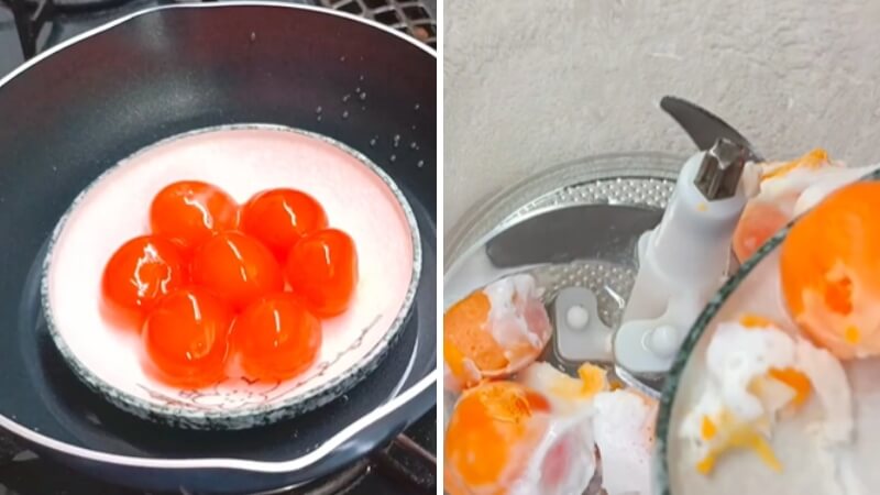 Bước 1: Sơ chế trứng muối và đường phèn Bước 1: Sơ chế trứng muối và đường phèn