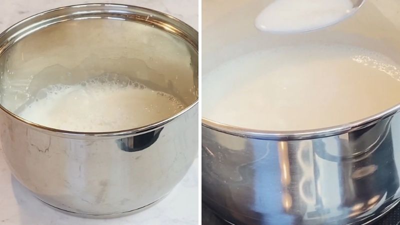 Bước 2: Nấu sữa quế