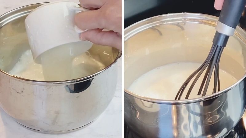 Bước 1: Hòa tan hỗn hợp sữa và bột