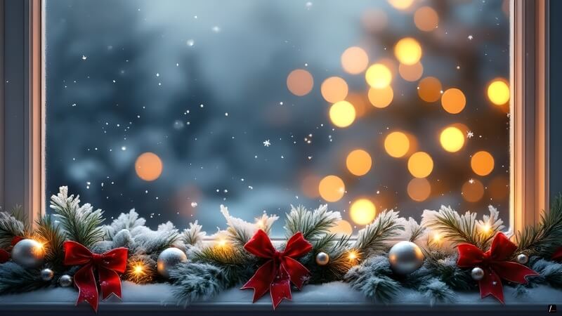 Hình ảnh Giáng sinh tập trung vào ánh sáng dịu và gam màu trầm