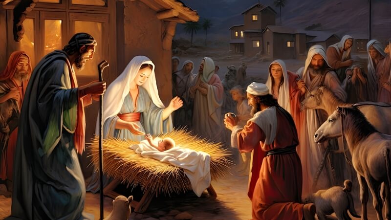 Hình ảnh Giáng sinh Công giáo chi tiết thánh tượng và trang trí lễ nghi trong không gian thánh đường