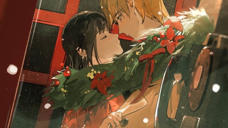 Hình ảnh Giáng sinh cho cặp đôi thể hiện cảm giác ấm áp trong mùa đông