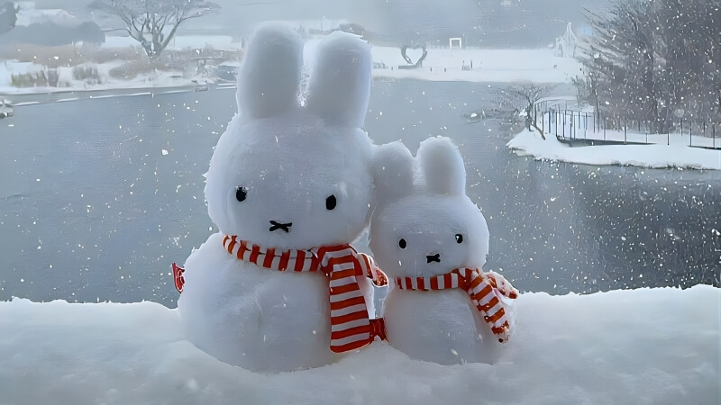 Hình ảnh Noel dễ thương với nhân vật hoạt hình và phụ kiện trang trí quen thuộc