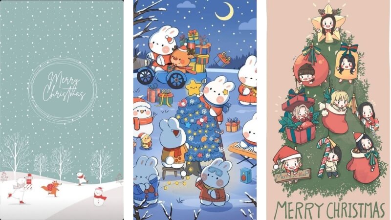 Hình nền Giáng sinh cho điện thoại họa tiết nhẹ nhàng, phù hợp màn hình khóa và màn hình chính hàng ngày