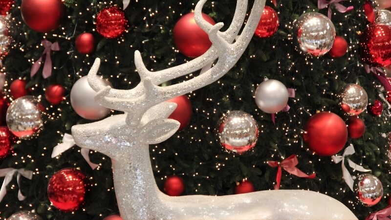 Hình ảnh Giáng sinh đẹp lung linh khung trời đêm rực rỡ ánh đèn, phù hợp minh họa Noel