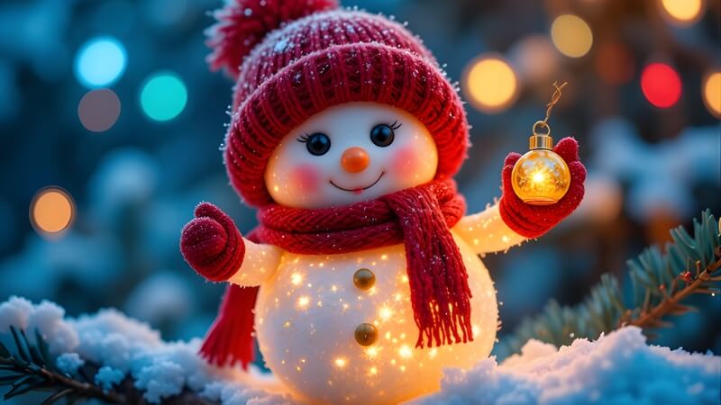 Hình ảnh Noel dễ thương kết hợp cây thông, quà tặng và ánh đèn trang trí