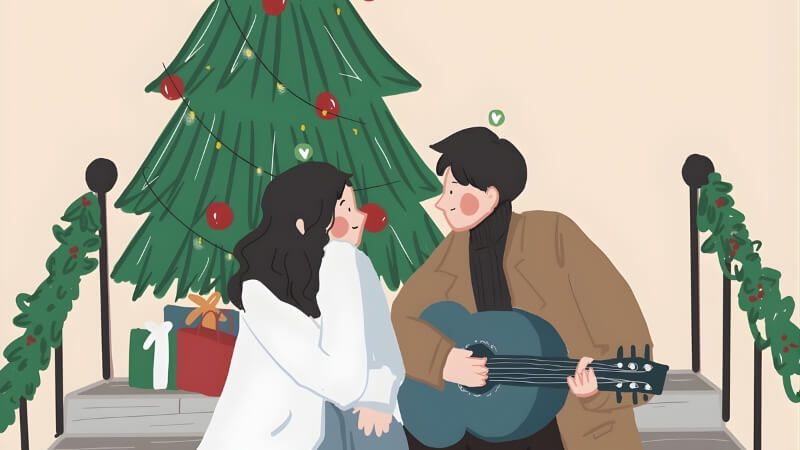 Hình ảnh Giáng sinh cho người yêu thể hiện sự gần gũi và gắn kết