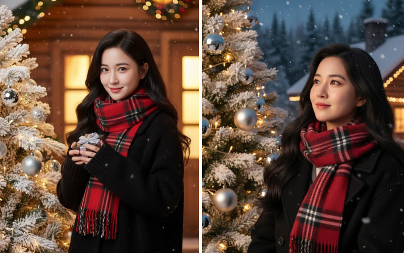 Chân dung cô gái trong ánh đèn Noel lấp lánh