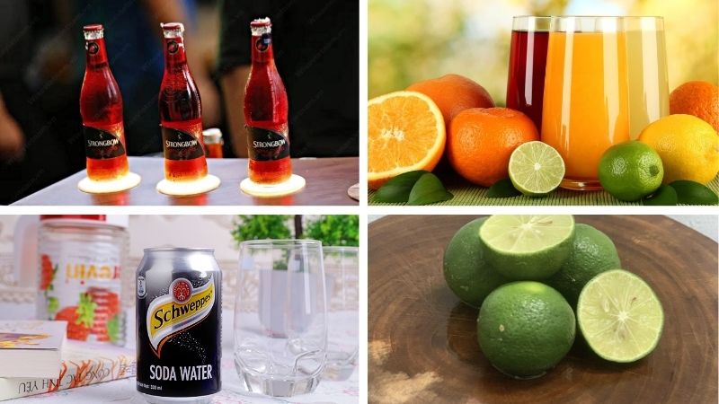 Nguyên liệu làm Strongbow trái cây Nguyên liệu làm Strongbow trái cây