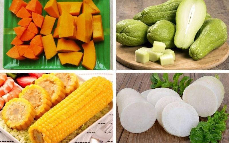 Rau củ như cà rốt, bí đỏ, su su tiết vị ngọt tự nhiên cho nước lẩu Rau củ như cà rốt, bí đỏ, su su tiết vị ngọt tự nhiên cho nước lẩu