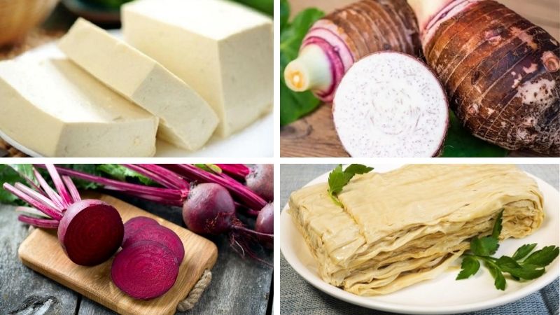 Nguyên liệu làm chả hoa ngũ sắc chay Nguyên liệu làm chả hoa ngũ sắc chay