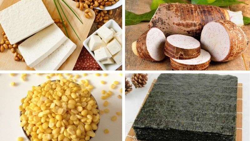 Nguyên liệu làm chả bách hoa trứng muối chay Nguyên liệu làm chả bách hoa trứng muối chay