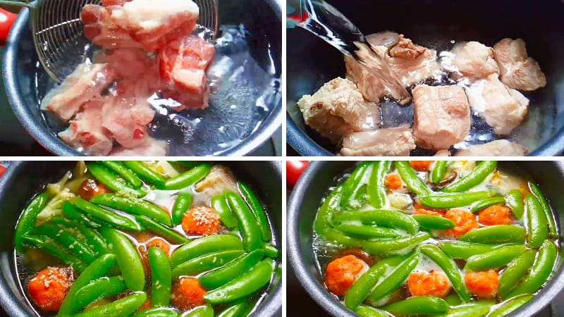 Bước 3: Nấu canh bóng mọc son Bước 3: Nấu canh bóng mọc son