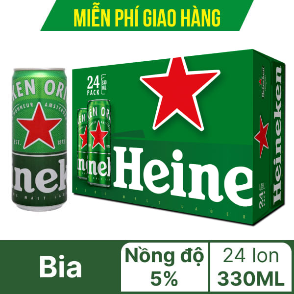 Thùng 24 lon bia Heineken Sleek 330ml