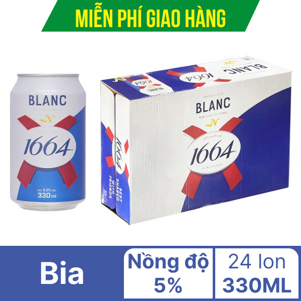 Thùng 24 lon bia Blanc 1664 330ml