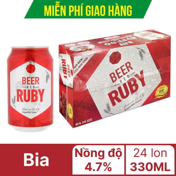 Thùng 24 lon Bia Red Ruby 330ml