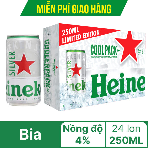 Thùng 24 lon bia Heineken Silver 250ml