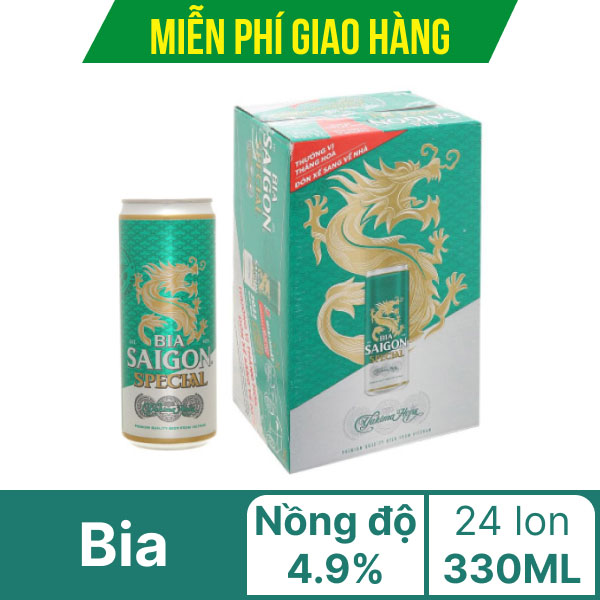 Thùng 24 lon bia Sài Gòn Special Sleek 330ml