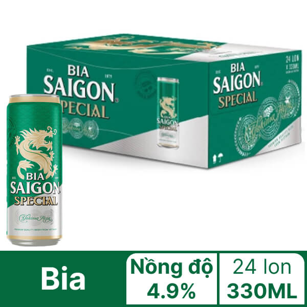 Thùng 24 lon bia Sài Gòn Special Sleek 330ml