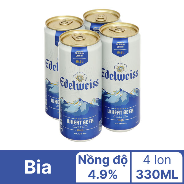 4 lon bia tuyết Edelweiss 330ml