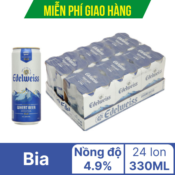 Thùng 24 lon bia tuyết Edelweiss 330ml