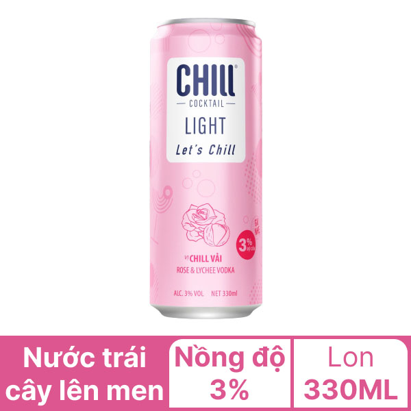 Cocktail vải hoa hồng Chill Rose Lychee Vodka lon 330ml