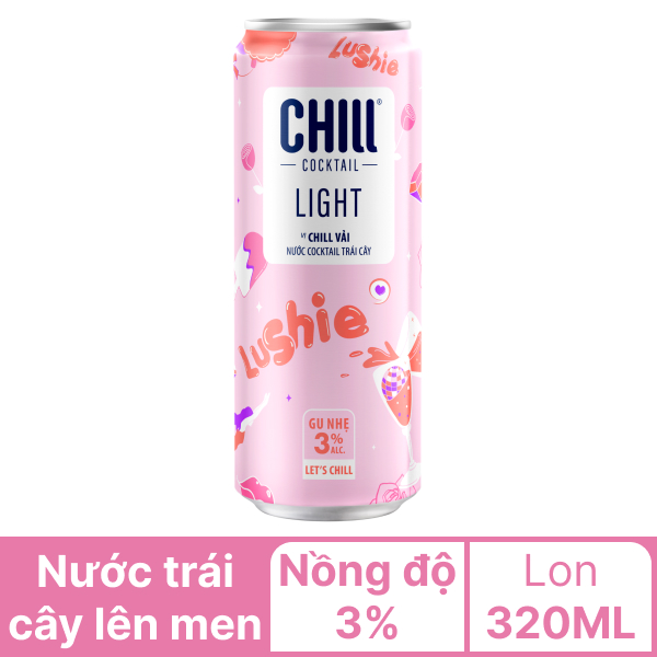 Cocktail vải hoa hồng Chill Rose Lychee Vodka lon 320ml