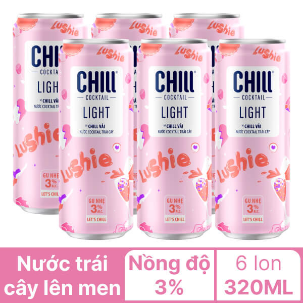 6 lon cocktail vải hoa hồng Chill Rose Lychee Vodka 320ml