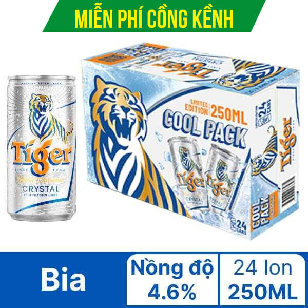 Thùng 24 lon bia Tiger Bạc 250ml