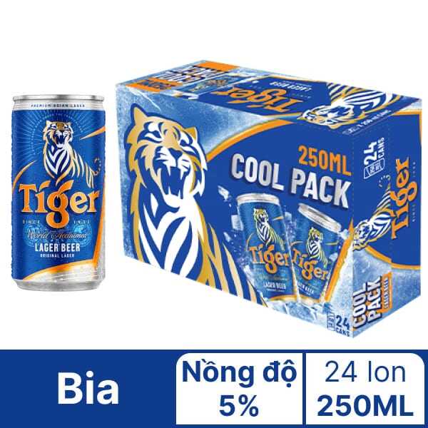 Thùng 24 lon bia Tiger lon 250ml