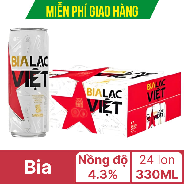 Thùng 24 lon bia Lạc Việt 330ml