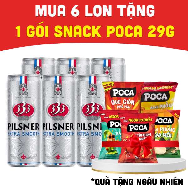 6 lon bia 333 Pilsner Extra Smooth 330ml
