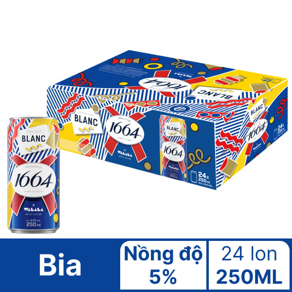 Thùng 24 lon bia Blanc 1664 250ml