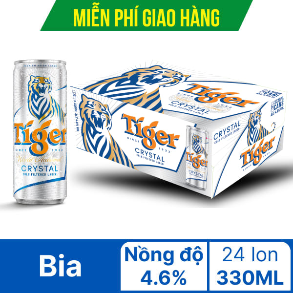 Thùng 24 lon bia Tiger Bạc 330ml