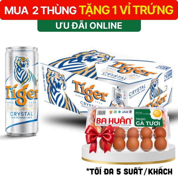 Thùng 24 lon bia Tiger Bạc 330ml