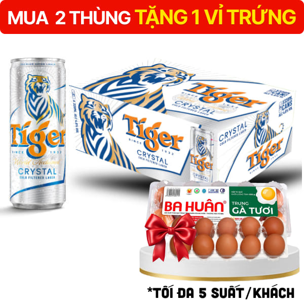 Thùng 24 lon bia Tiger Bạc 330ml